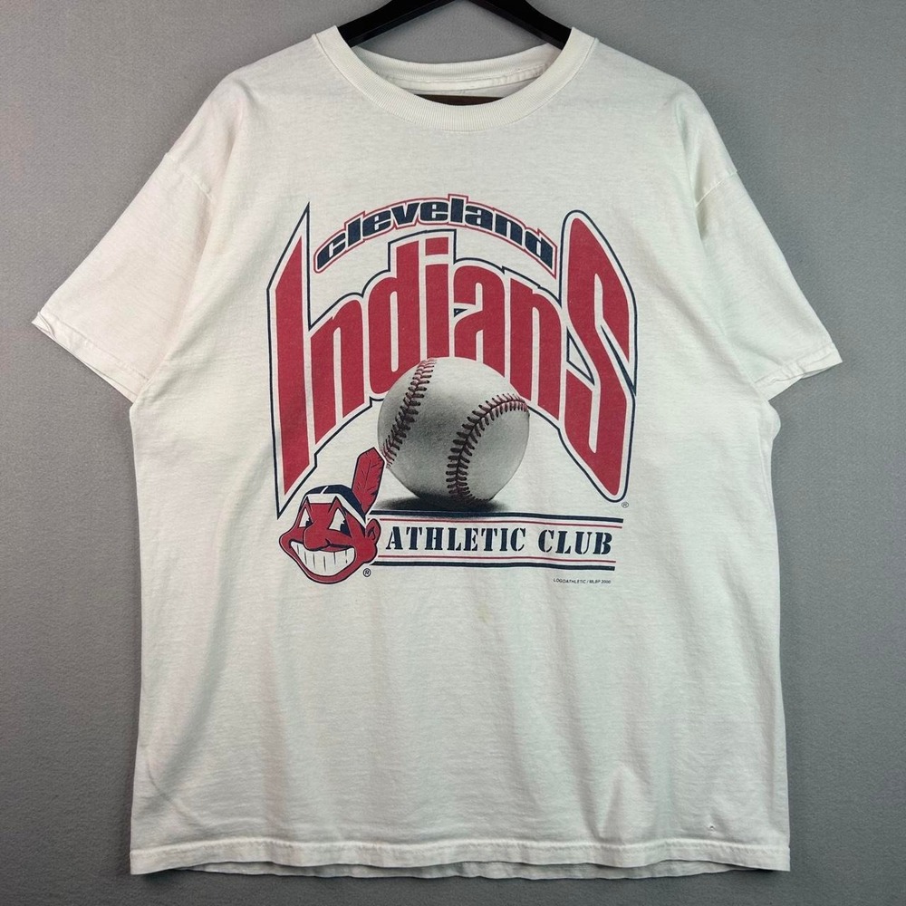 Vintage Cleveland Indians Athletic Club MLB Baseball White Tee Shirt